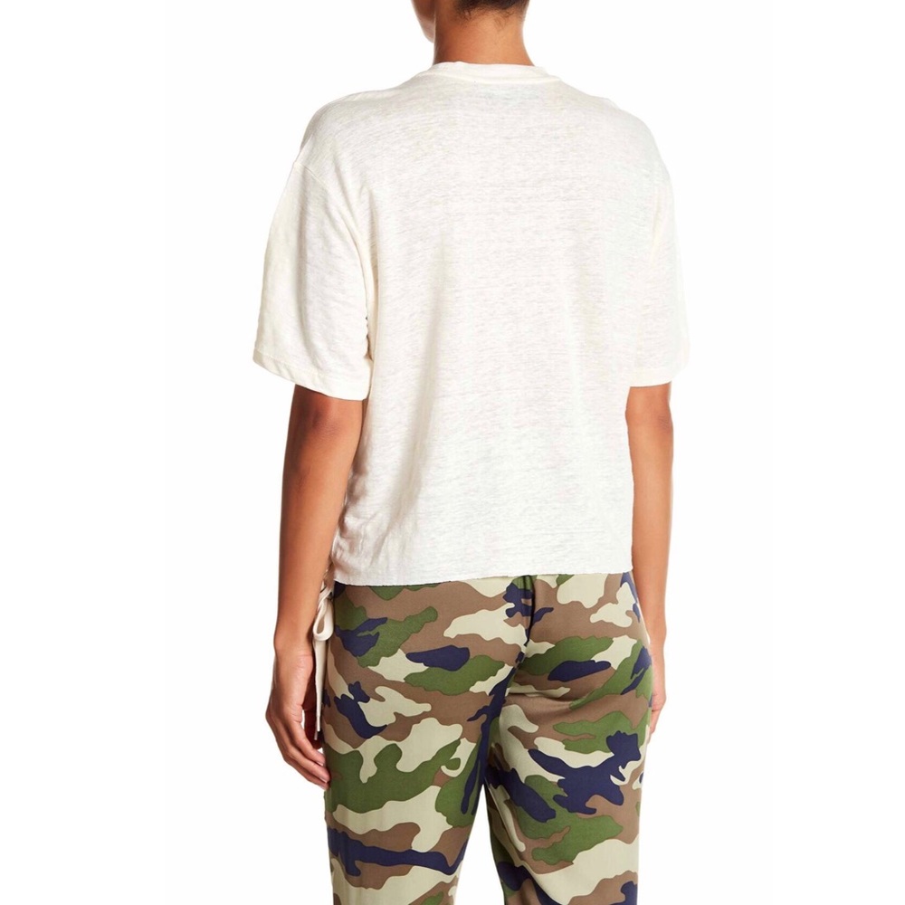 KENDALL & KYLIE Lace Up Boxy Tee Ecru Small NWT - Picture 2 of 8